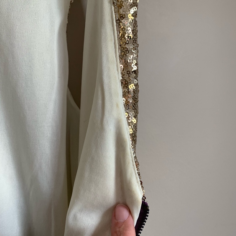Gold sequin purple Chiffon sleeveless dress Anthro - Picture 8 of 8